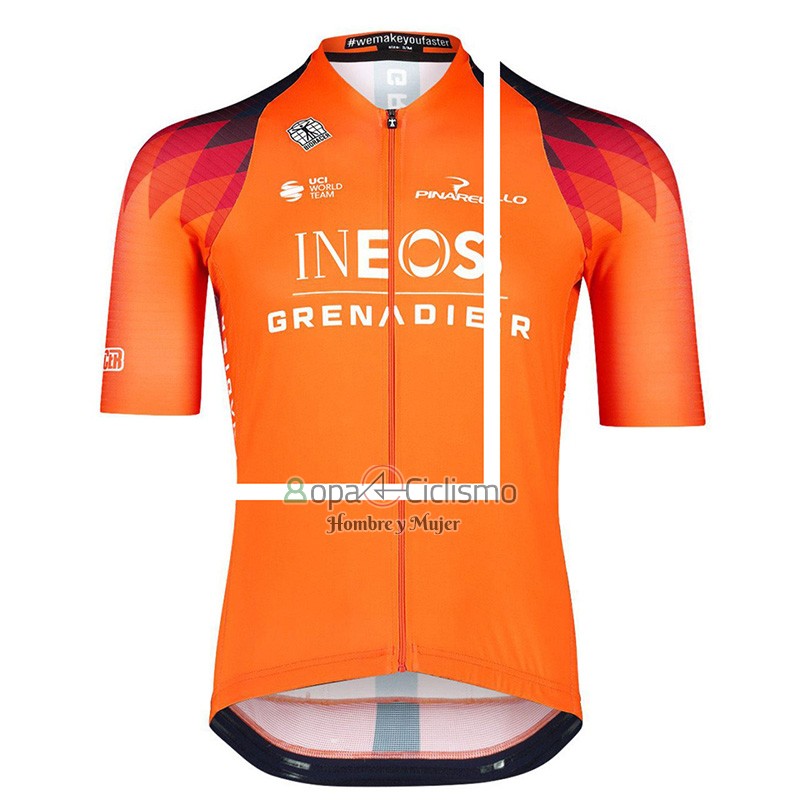 Ineos Grenadiers Ropa Ciclismo Culotte Corto 2023 Mangas Cortas Naranja